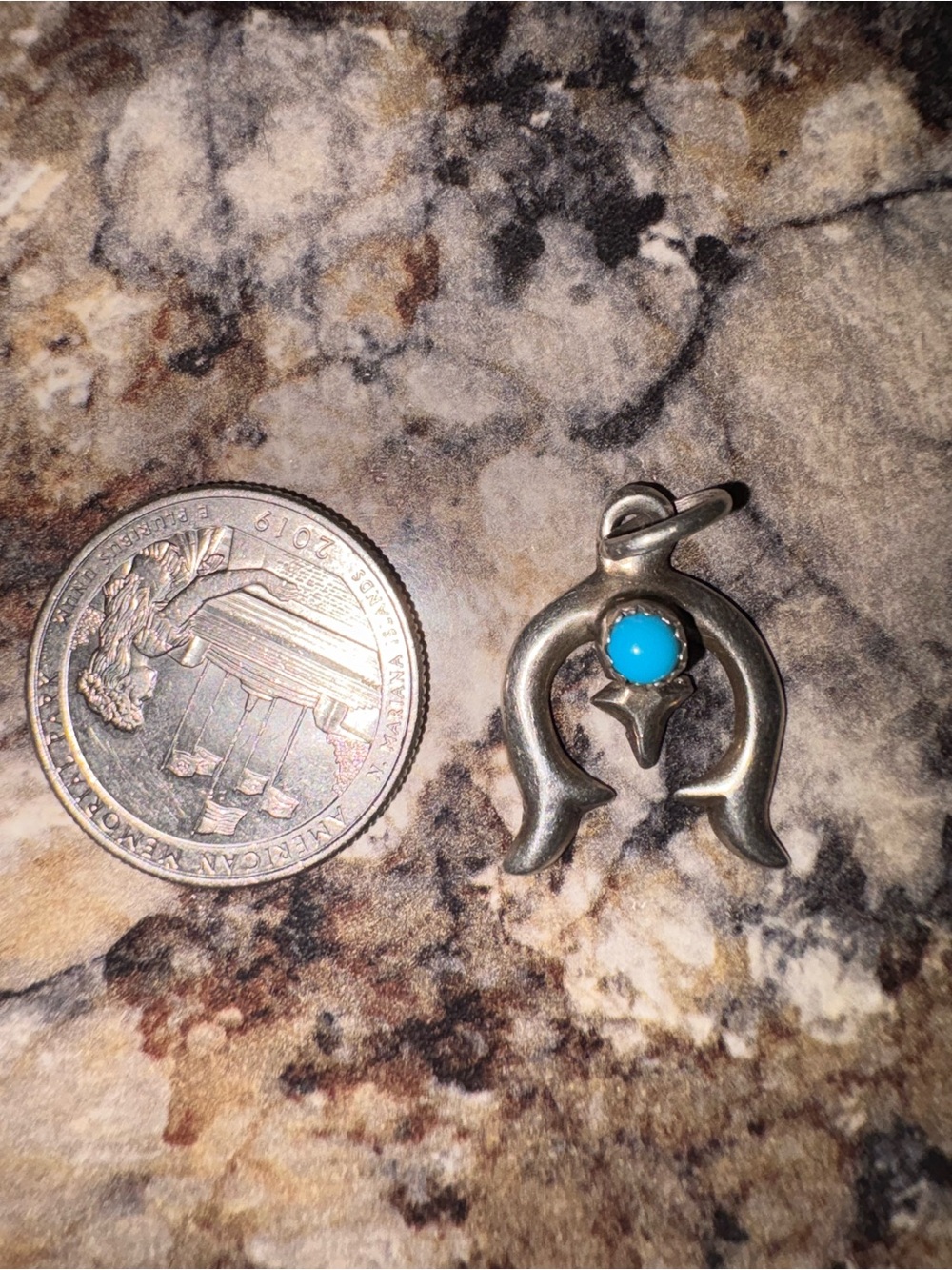 Sterling Silver Turquoise Naja Pendant Charm